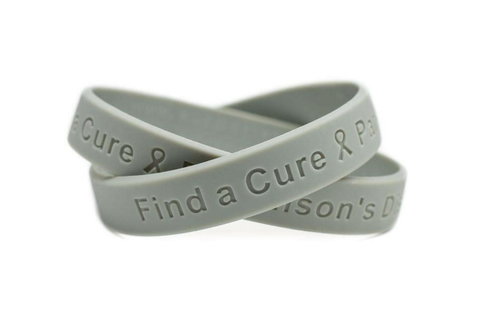 Find a Cure - Parkinson's Disease grey wristband - Adult 8" - Support Store