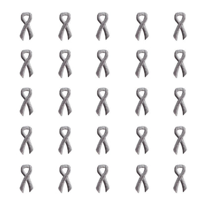 Grey Ribbon Embroidered Stick-ons - 25-pack - Support Store