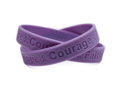 Hope Courage Faith Lavender Rubber Wristband - Adult 8" - Support Store
