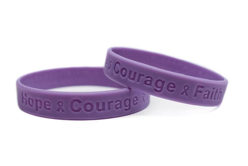 Hope Courage Faith Lavender Rubber Wristband - Adult 8" - Support Store