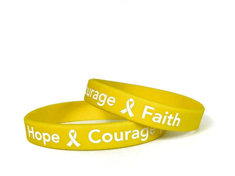 Hope Courage Faith Yellow Rubber Bracelet Wristband - Adult 8" - Support Store