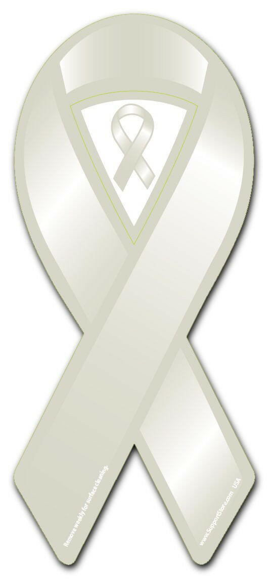 Light Grey Pearl - Silver - White Awareness Ribbon Magnet - Support Store