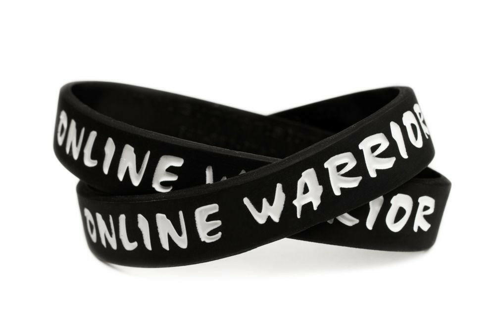 Online Warrior Gamer Black & White Rubber Wristband - Adult 8" - Support Store