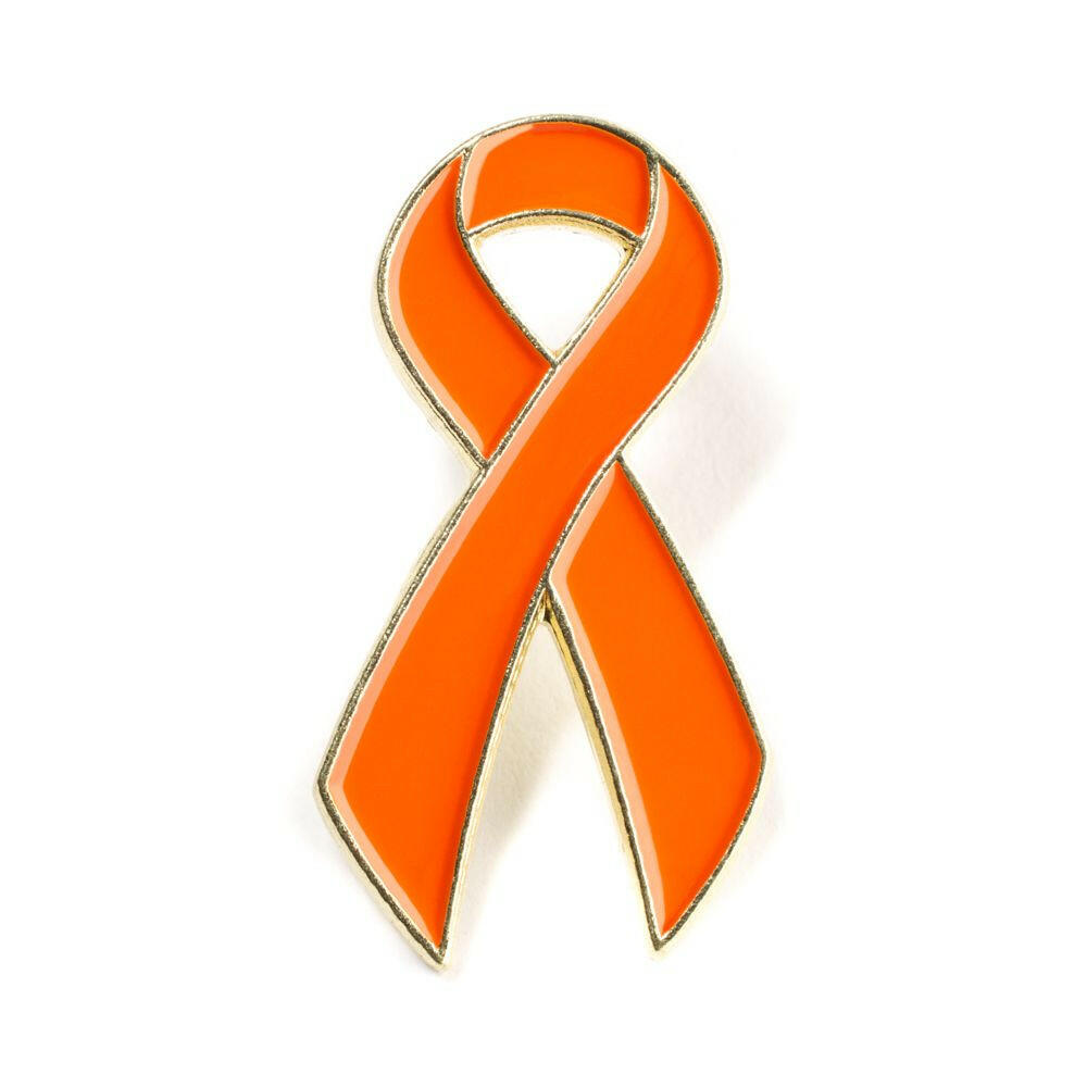 Solid Color, Simple Orange Awareness Ribbon Lapel Pin - Order Now ...