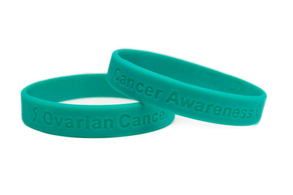 Ovarian Cancer Awareness Teal Rubber Bracelet Wristband - Adult 8" - Support Store