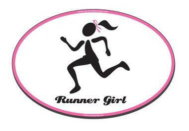 Pink Ribbon Runner Girl Car Magnet - Support Store