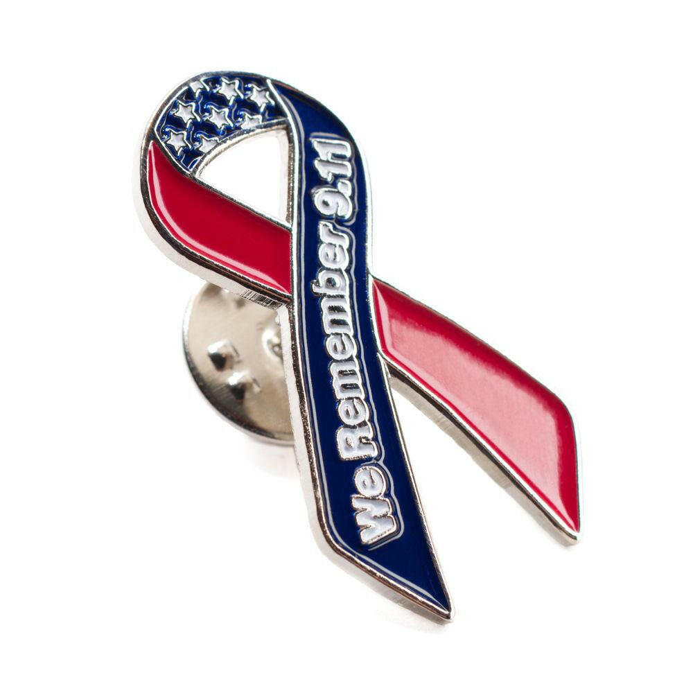Silver Metal September 11th Ribbon Lapel Pin - Order Now – Support Store