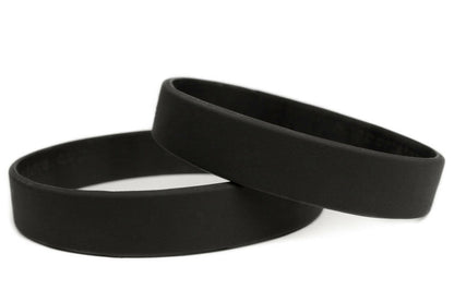 Solid color black - blank rubber wristband - Adult 8" - Support Store