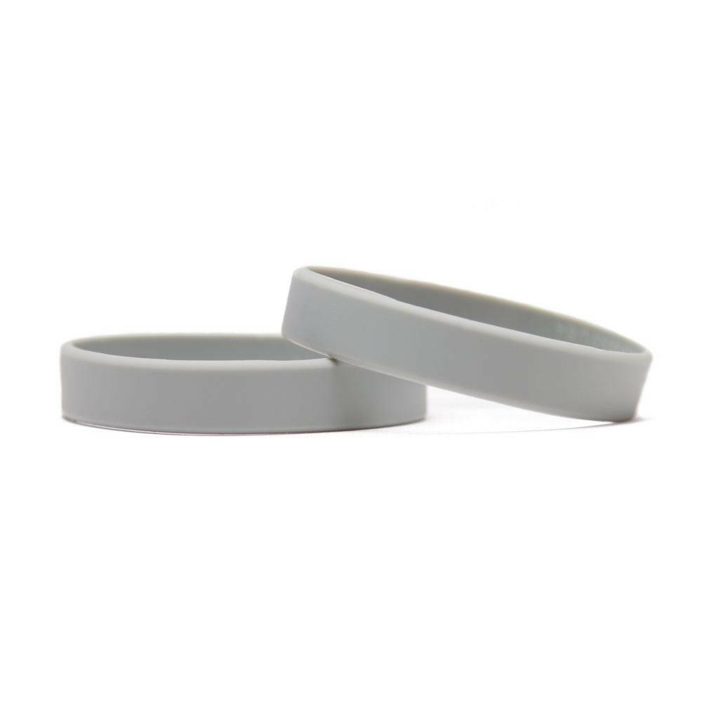 Solid color grey - blank rubber wristband - Adult 8" - Support Store