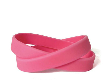 Solid color pink - blank rubber wristband - Adult 8" - Support Store