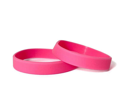 Solid color pink - blank rubber wristband - Adult 8" - Support Store