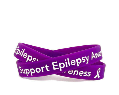 Support Epilepsy Awareness Purple Wristband - Adult 8" White Fill - Support Store
