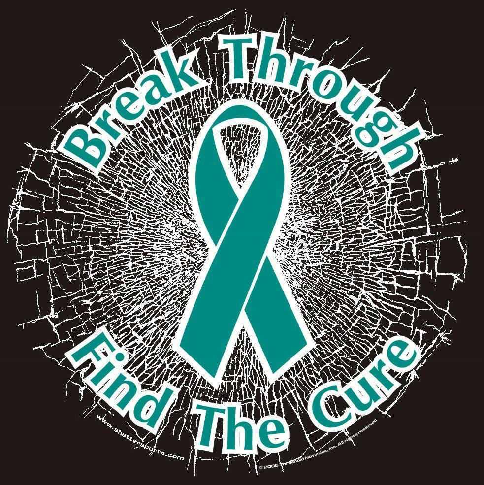Teal Break Through...Find The Cure! Static Window Cling - Support Store