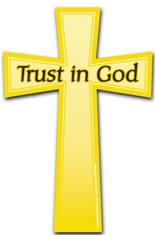 Trust in God Car Magnet - Gold Christian Cross - Support Store